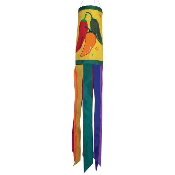In the Breeze 4619 — Pepper Fiesta Windsock, 40-Inch — Colorful Outdoor Garden and Yard Decor