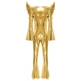thumbnail image 4 of Moggemol Womens 70s Rave Outfits Shiny Metallic Bell Bottom Alien Jumpsuit Gold XXL, 4 of 4