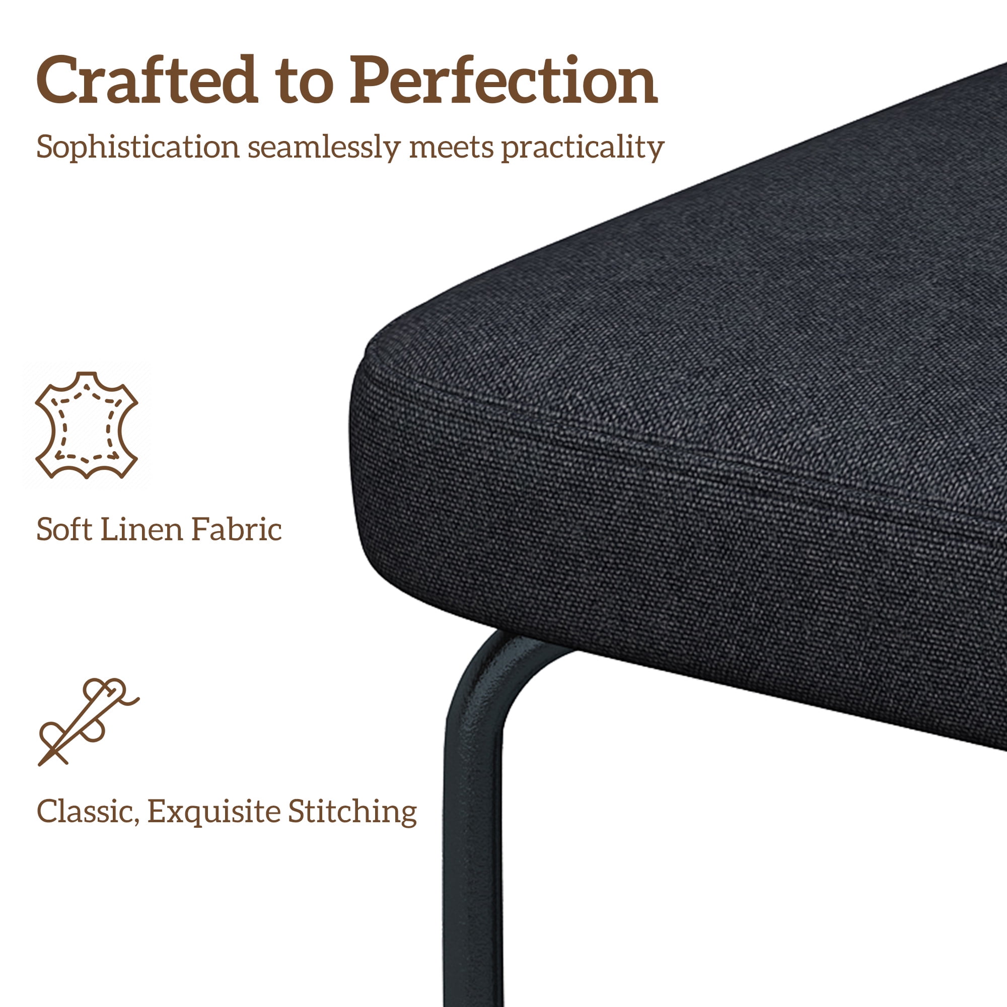 HomeZeer Counter Height Bar Stool Chairs Set of 4, 26" Kitchen Island Barstools with Back and Footrest, Square Line Fabric Upholstered Bar Chair ,Black