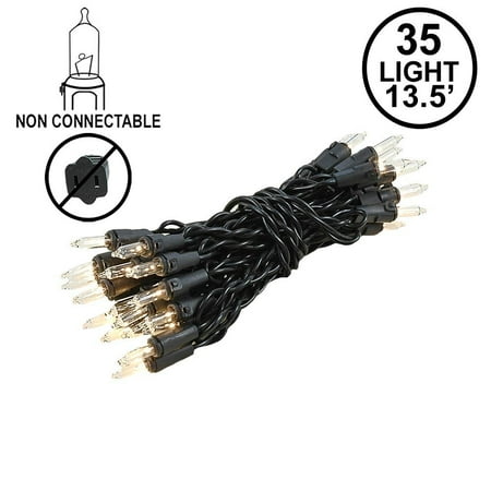 Non Denominational Christmas Novelty Lights 35 Light Clear Christmas Craft Mini Light Set, Non-Connectable, Black Wire, 13.5' Long ()