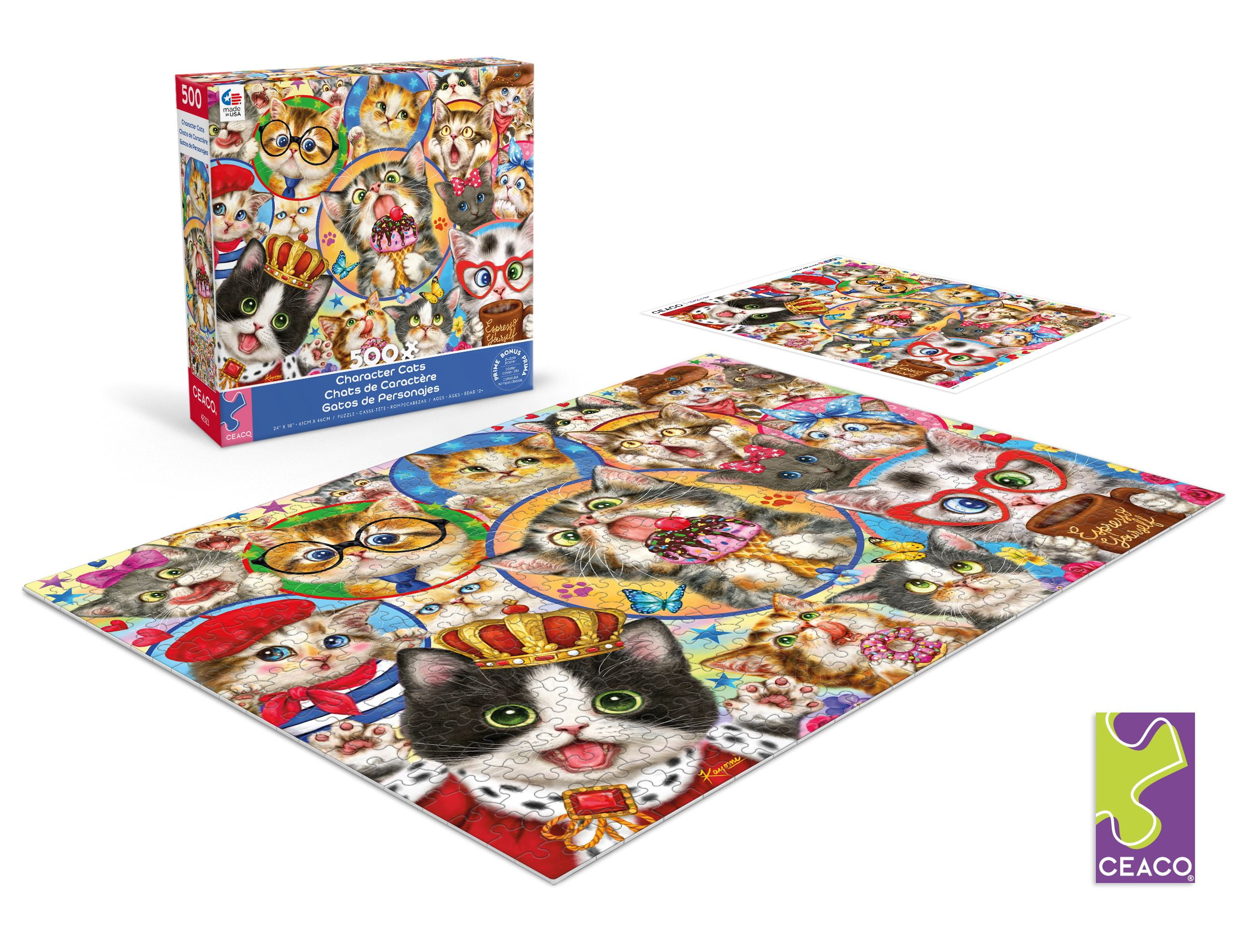 Ceaco Character Cats (Kayomi Harai) 500 Piece Interlocking Jigsaw Puzzle