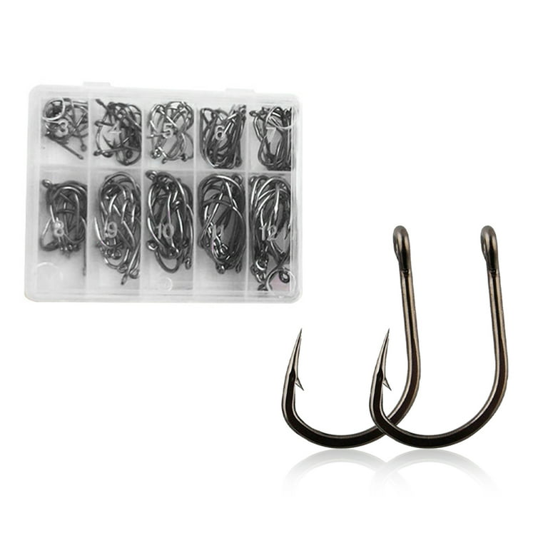 rygai 100Pcs Circle Fishing Catfish Hooks Thick Sharp Portable Strong  Carbon Steel Sharp Fish Tools for Sea Outdoor Sport,Silver 