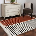 thumbnail image 3 of Area Rugs 2.7'x5', Brown Striped Carpet for Living Room Bedroom Dining Room, Farmhouse Stripes Modern Abstract Art Throw Kitchen Rugs Non Slip Washable Rectangle Indoor Outdoor Rugs, 3 of 8