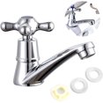 thumbnail image 2 of Grifo monomando moderno para lavabo de agua fría, grifo de cascada, accesorios con acabado cromado, grifo para lavabo de baño, cocina y hogar con filtro, 2 of 7