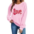 thumbnail image 4 of Valentines Day Pullover Sweatshirts Women Cute Heart Funny Valentine Sweater Tops Casual Long Sleeve Shirts, XS Pink, 4 of 6
