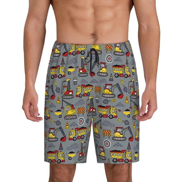 Balery Modern Excavator Pantalones cortos de pijama de punto de algodón para hombre con cinturilla y bolsillos-XX-Large