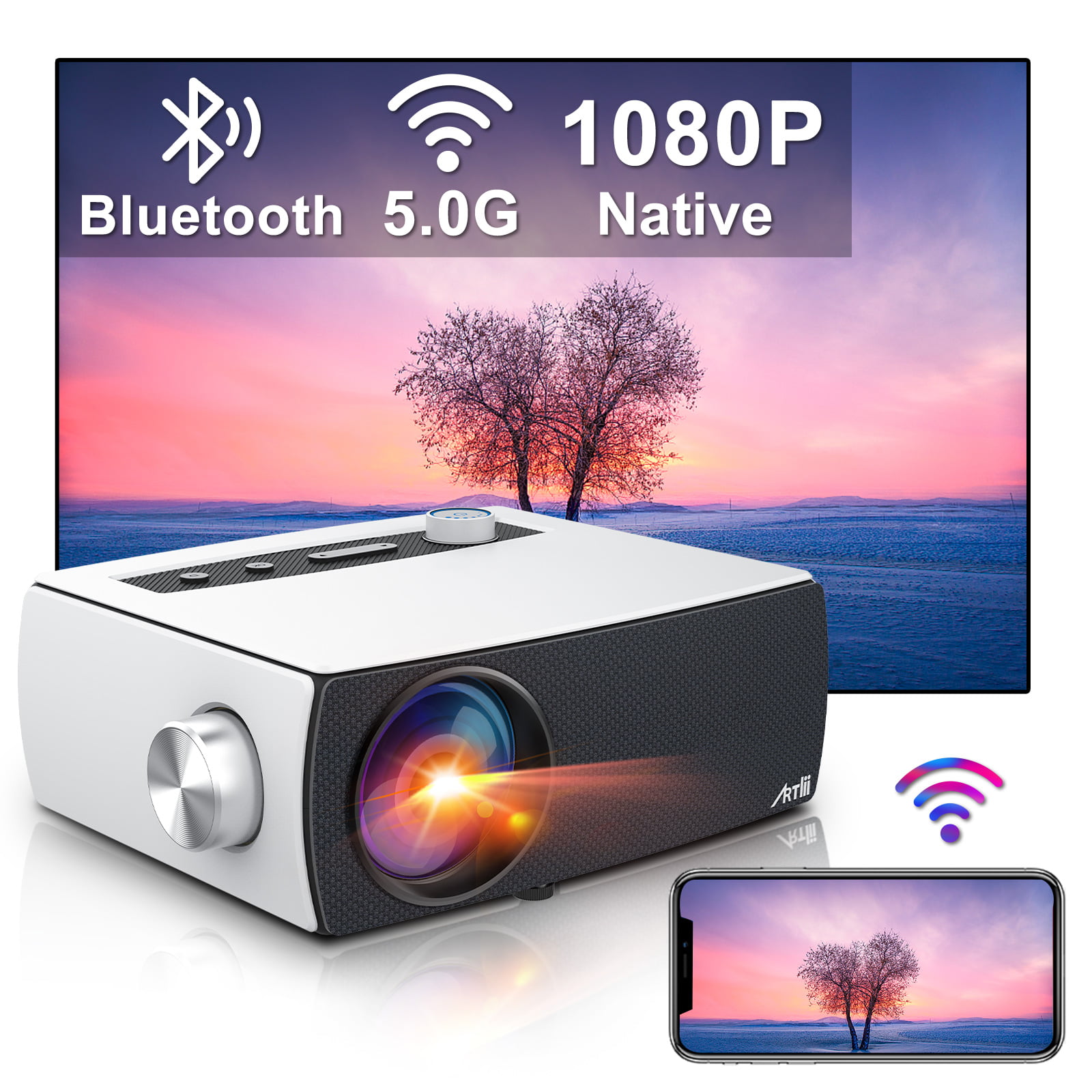200’’ Display Victsing Projektor 6000Lux Bildschirmspiegelung 1080P drahtlos 
