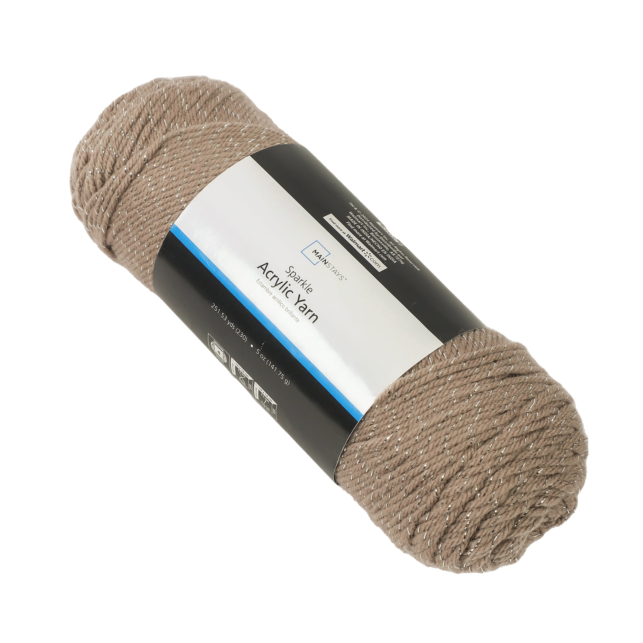 Mainstays Sparkle Acrylic Yarn, 5oz, Taupe Splash