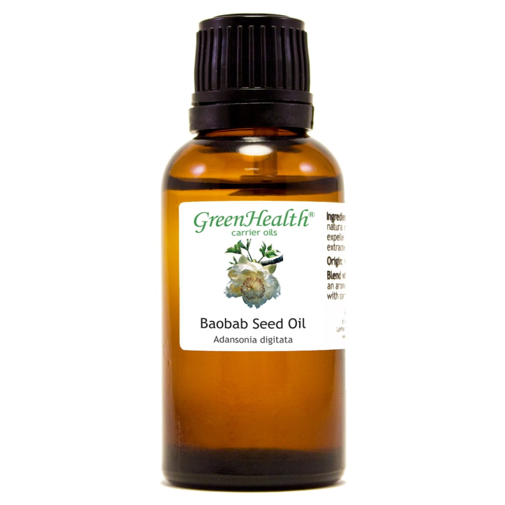GreenHealth Baobab Seed Carrier Oil 1 fl oz Amber Glass Bottle with Euro Dropper