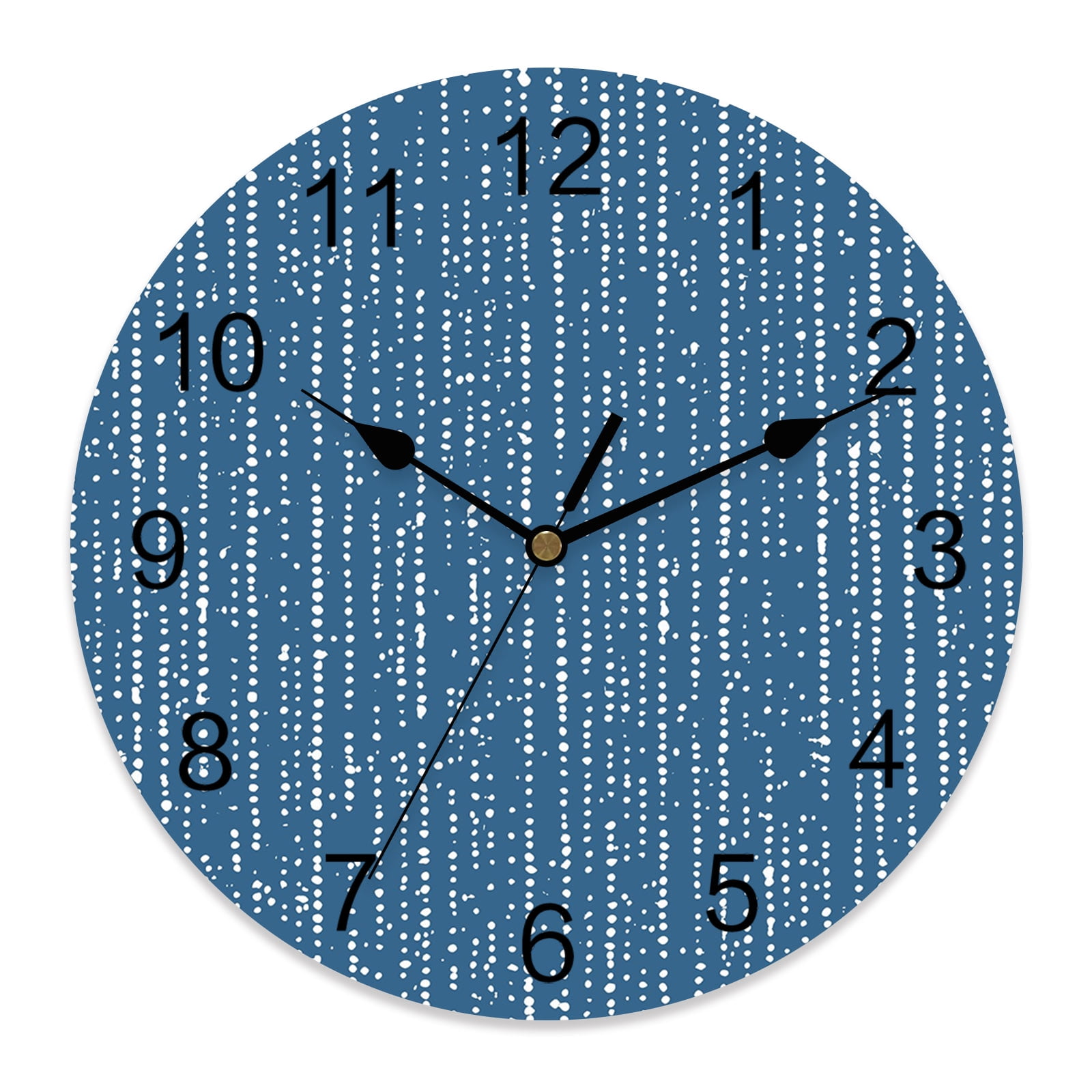 Wall Clock Blue Vertical Lines Clocks PVC Silent Non-Ticking Battery Operated Decorative Modern Distressed Grain Round Clock for Home Living Room Kitchen Bedroom Office School Wall Decor 12 Inch