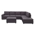 thumbnail image 4 of JERFIT 120 Inch Modular Sectional Sofa with Ottoman, Dark Gray Linen Fabric, Reversible Chaise, Configurable Couch for Living Room, 4 of 5
