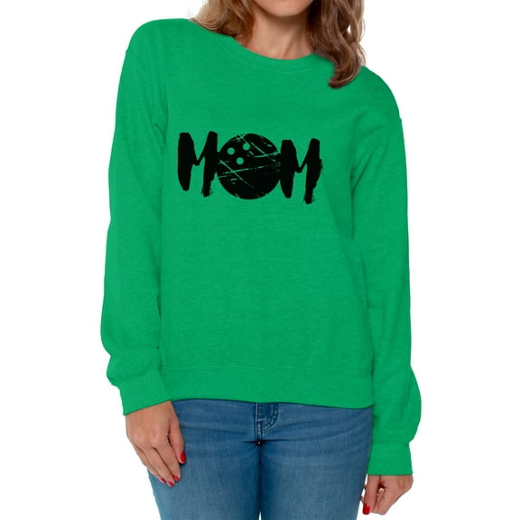Women's MOM Bowling Sport Mom Graphic Sweatshirt Tops Black Mother's Day Gift