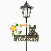 Pug Garden Solar Stake - "Welcome"