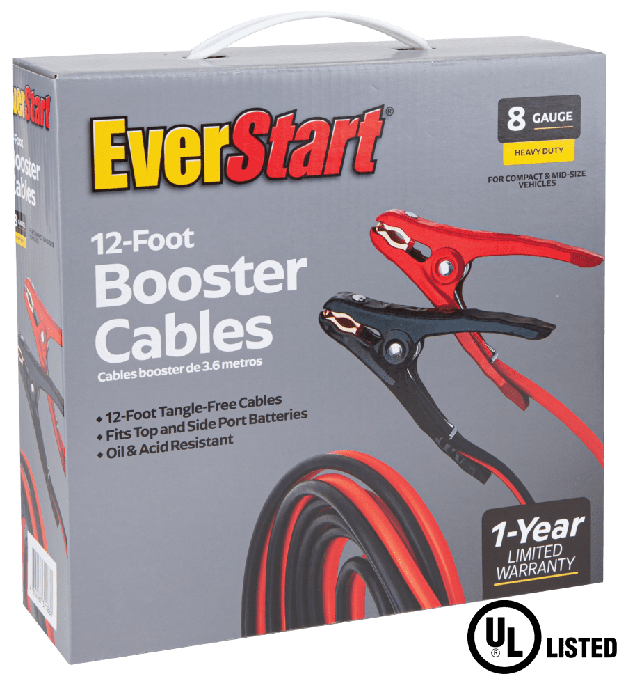 EverStart 12-Foot 8-Gauge Heavy Duty Booster Cables, 165 Amps