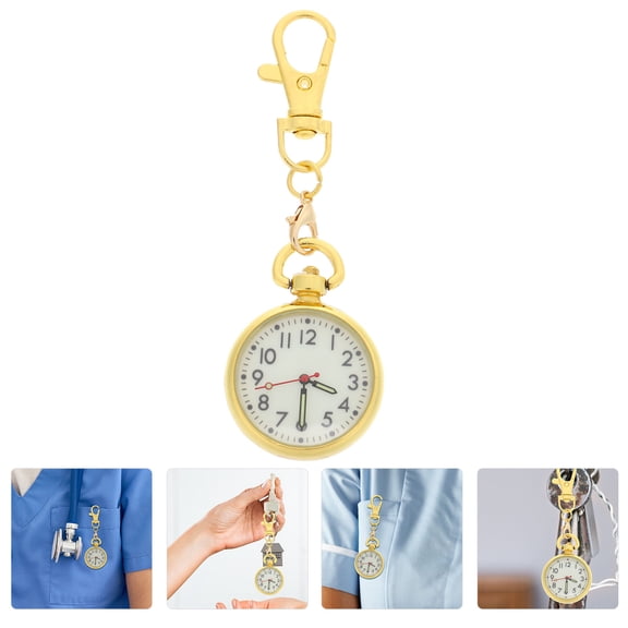 Luxshiny Glow in the Golden Stainless Steel 1Pcs Round Simple Appearance Nurses Watches for Women