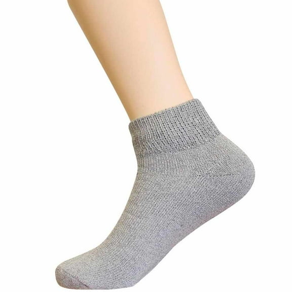 3 Pair Men Diabetic Quarter Socks Non-Binding Top Circulatory Cushion Grey 10-13