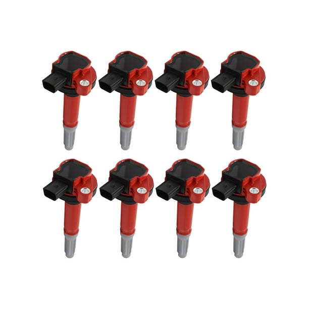Set of 8 High Performance Ignition Coils Red Color Compatible with 2013