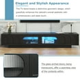 thumbnail image 4 of ON-TREND Black TV Stand for TVs up to 95", 86.6" Modern Media Console with Arched Fluted Tempered Glass Doors, APP-Controlled LED Lighting, 2 Drawers &amp; 2 Cabinets for Living Room Entertainment Ce, 4 of 22