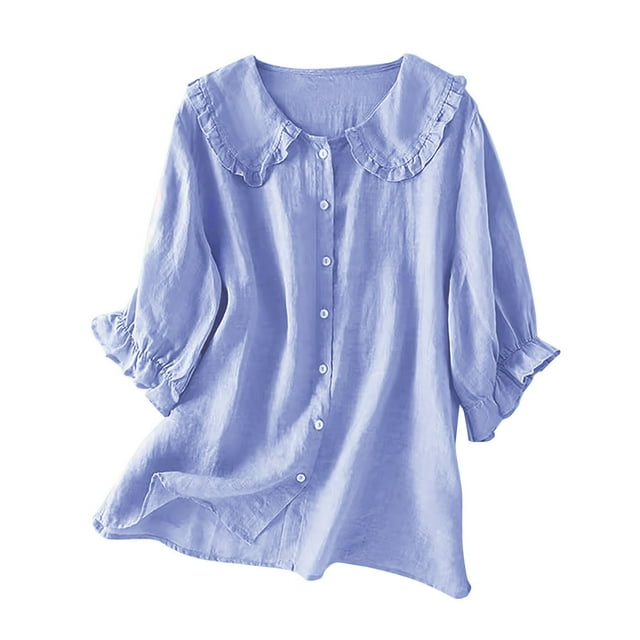 Liquidation de Chemises pour Femmes T-Shirt Mélangé pour Femmes Chemise Ample en Lin à Manches Courtes Rétro à Col Rond Amincissante Grande Taille