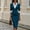 Peacock Blue, variant on Morttic Women's Contrast Collar 3/4 Sleeve Bodycon Midi Dress – Slim Pencil Elegant Formal Office Dress Business Casual Outfit Wine Red,S
