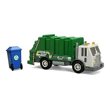 new! tonka rescue force garbage truck w/lights & sound green sanitation