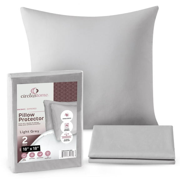 CIRCLESHOME Throw Pillow Protectors - 100% Cotton Breathable Pillowcases - 18 X 18 Square Pillowcases - Protects Pillows from Dirt, Dust and Debris (Square Pillow - 2 Pack- 18x18)