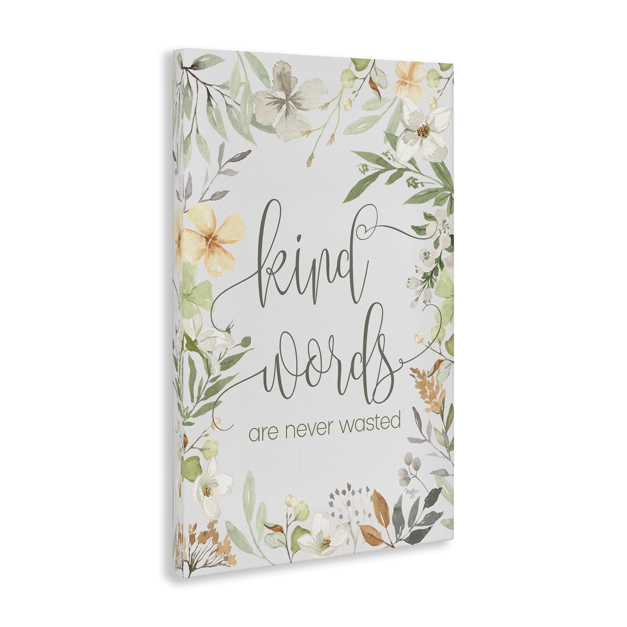 Stupell Industries Kind Words Never Wasted Plants & Flowers Painting Wrapped Canvas Art Print Wall Art, 30 x 45