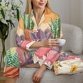 thumbnail image 6 of Fuzoiu Succulent And Cactus Print Women's Long-Sleeved Pajama,Lounge Button Down Nightwear,Womens Notch Collar Pajama Set-Large, 6 of 7