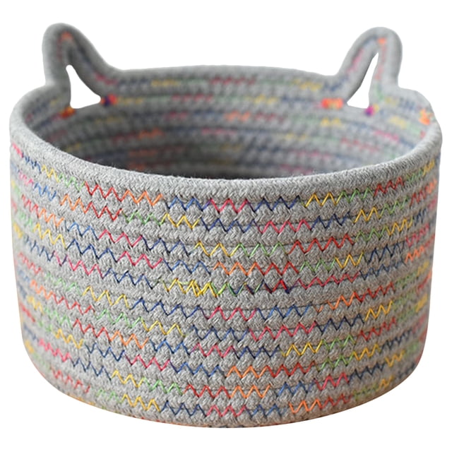 Cesta de almacenamiento de la oreja del gatito Caja de algodón Cesta de almacenamiento Mano tejida Cesta de acabado