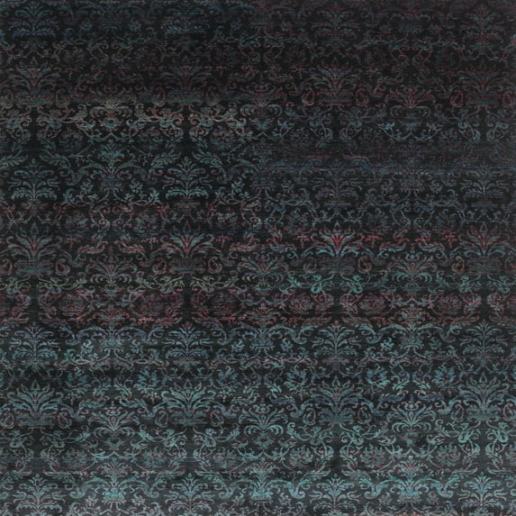 Ahgly Company Machine Washable Indoor Square Contemporary Midnight Gray Area Rugs, 6' Square