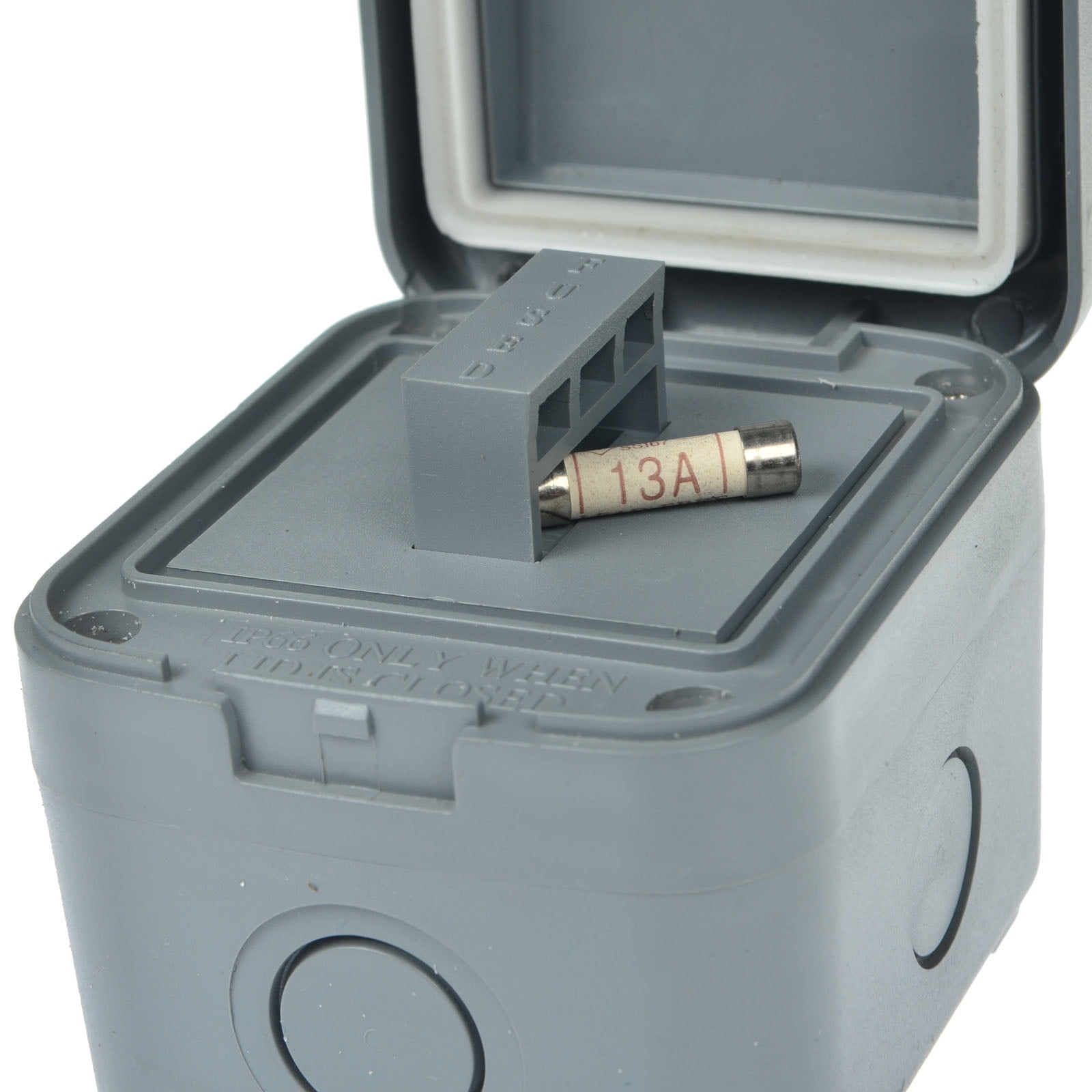 GREENCYCLE 4PC Storm Weatherproof 125VAC 15A Fused Protection Unit Outdoor Use 4-Pole Junction Box with 20mm Cable Gland IP66 Rated