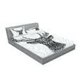 thumbnail image 2 of Ambesonne Black White Fitted Sheet & Pillow Sham Set, Bohem Deer, Queen, Black White, 2 of 2
