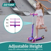 GOTRAX KS1 Kids Kick Scooter, ABEC-7, LED Light, 3 Adjustable Handlebars, 2~8 Years, Max Load 100 lbs, Purple