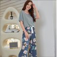 thumbnail image 3 of Pijama transpirable de 2 piezas para Mujer, ropa de dormir holgada, de manga corta, informal, para el hogar, 3 of 4