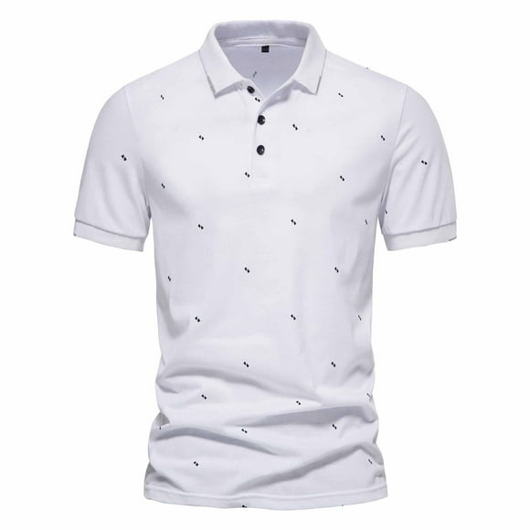 White T Shirts for Men Summer Fashion Casual Short Sleeve T-shirt Slim Fit Men's Top Lapel Shirt Vocation T-Shirt,White,S