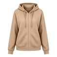 thumbnail image 6 of HappyYEE Women’s Waffle Zip up Hoodies, Drawstring Hooded Zipper Sweatshirt, Fall Loose Long Sleeve Knit Cardigan Jackets, 6 of 8