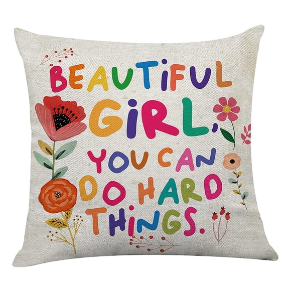 Funda de almohada Littlefa Cute Inspiring Girl You Can Do Hard