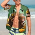 thumbnail image 7 of Sikiie Tree Frog Sitting On Sunflowes Print Men's Hawaiian Shirt, Summer Beach Button Pocket Short Sleeve T-Shirt,X-Large, 7 of 7