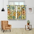 thumbnail image 2 of Boho Floral Kitchen Curtains - Bohemian Colorful Flowers Print Cafe Small Short Tier Window Curtains for Bathroom Living Room Decor Rod Pocket Window Drapes 36 Inch Length Set 28"x36", 2 of 5