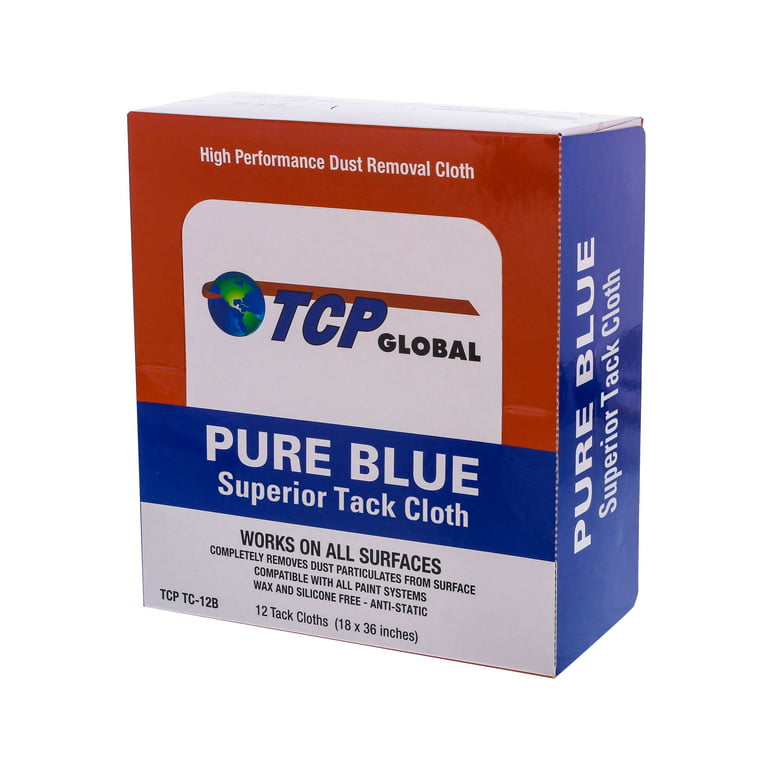 TCP Global - Pure Blue Superior Tack Cloths - Tack Rags (Box of 12) -  Automotive Car Painters Professional Grade 