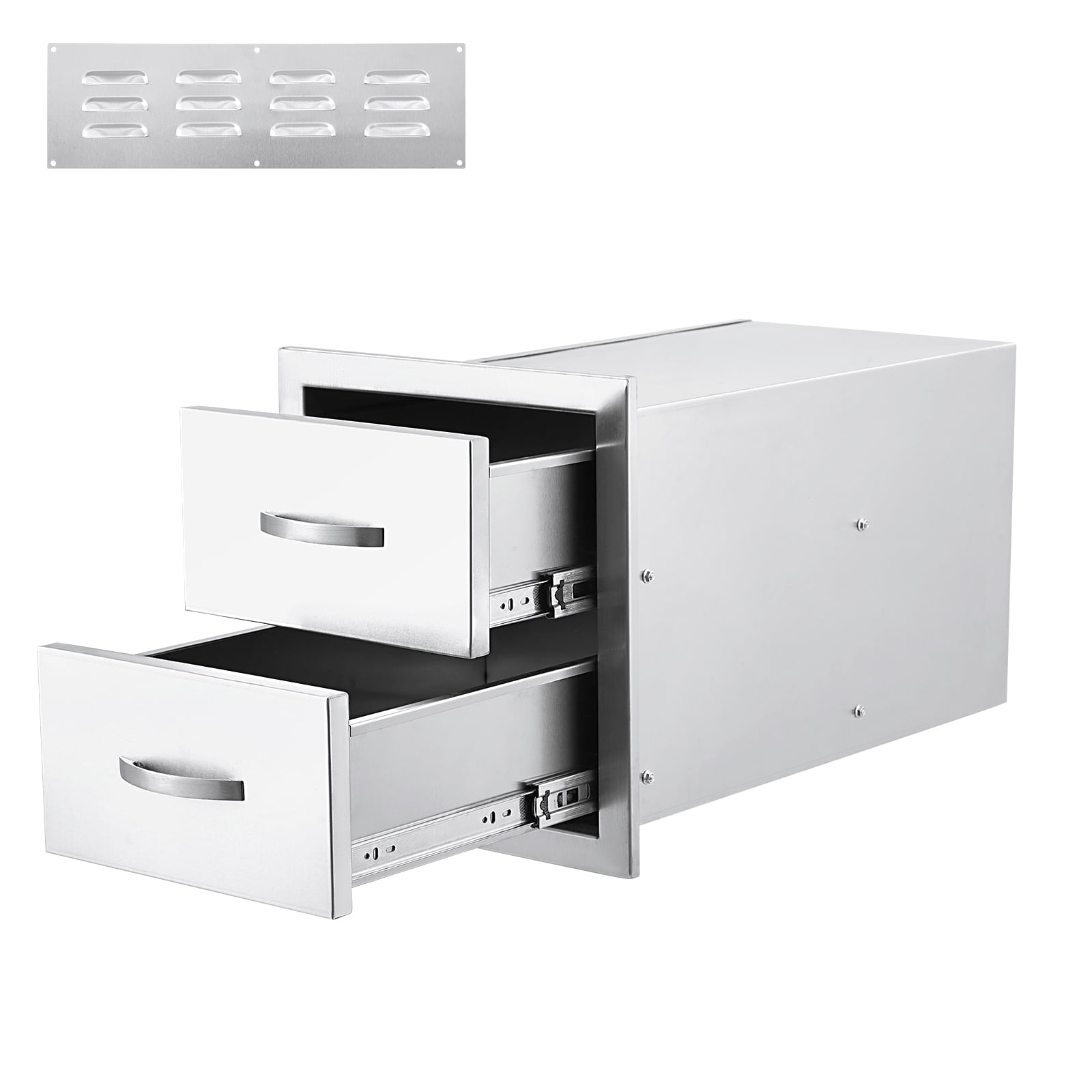Outdoor Kitchen Drawer - Stainless Steel BBQ Access Drawers, Outdoor Kitchen Cabinets, for Outdoor Kitchen Island, Patio Grill Station, 2 Drawers, 14x23x15H inch