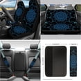 thumbnail image 2 of Jeiento Bohemian Mandala Car Seat Covers Set of 14 Pcs, Auto Steering Wheel Cover Seatbelt Pad Handbrake Cover Set Rearview Mirror Cover Coasters Keychains Universal Car Interior Accessory, Blue, 2 of 6