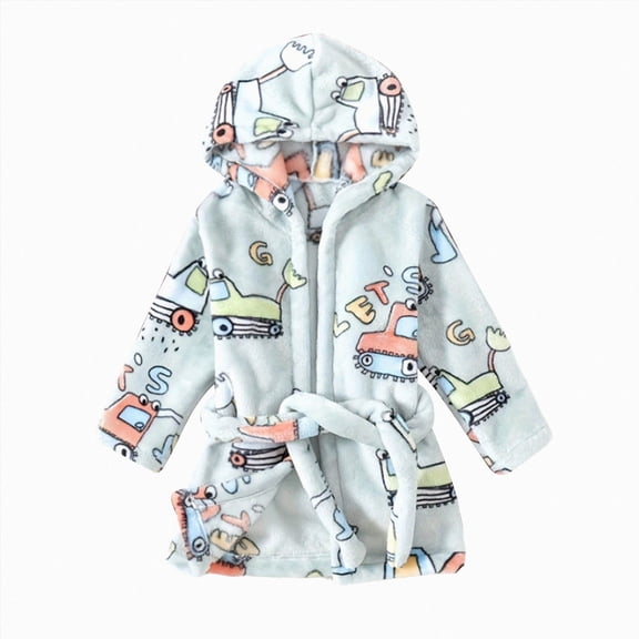 HCNTES Boys Winter Outfits Kids Boys Hooded Bathrobe Toddler Cozy Fleece Robe Pajamas Sleepwear Lounging Boys Autumn Winter Set