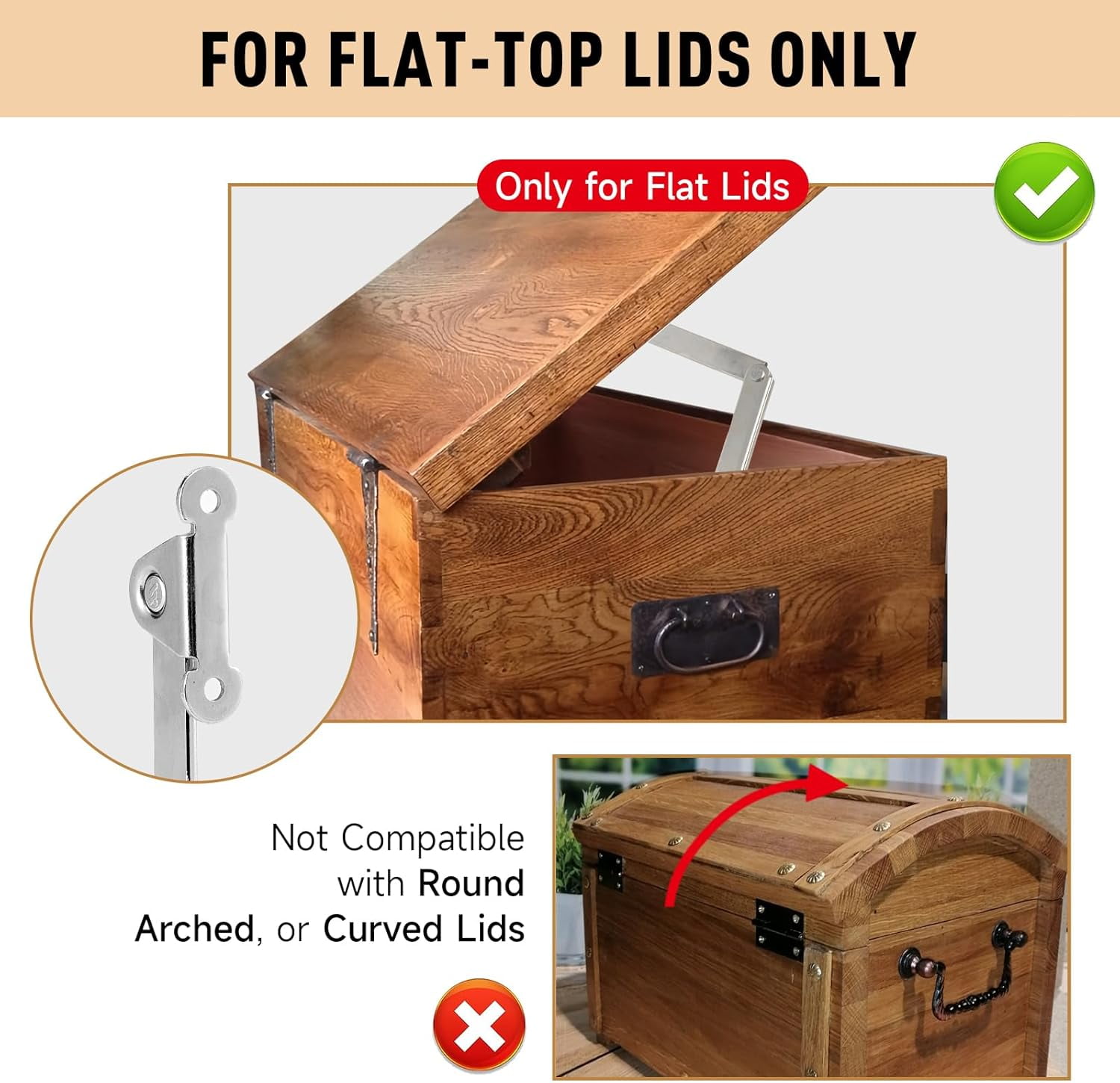 ABCISI 1 Pack | Toys Box Hinges Soft Close Lid Support Chest Hinges for Wooden Toy Box, Cedar, Storage Trunk & Benches, Made of Zinc Alloy, Safety & Heavy Duty, White