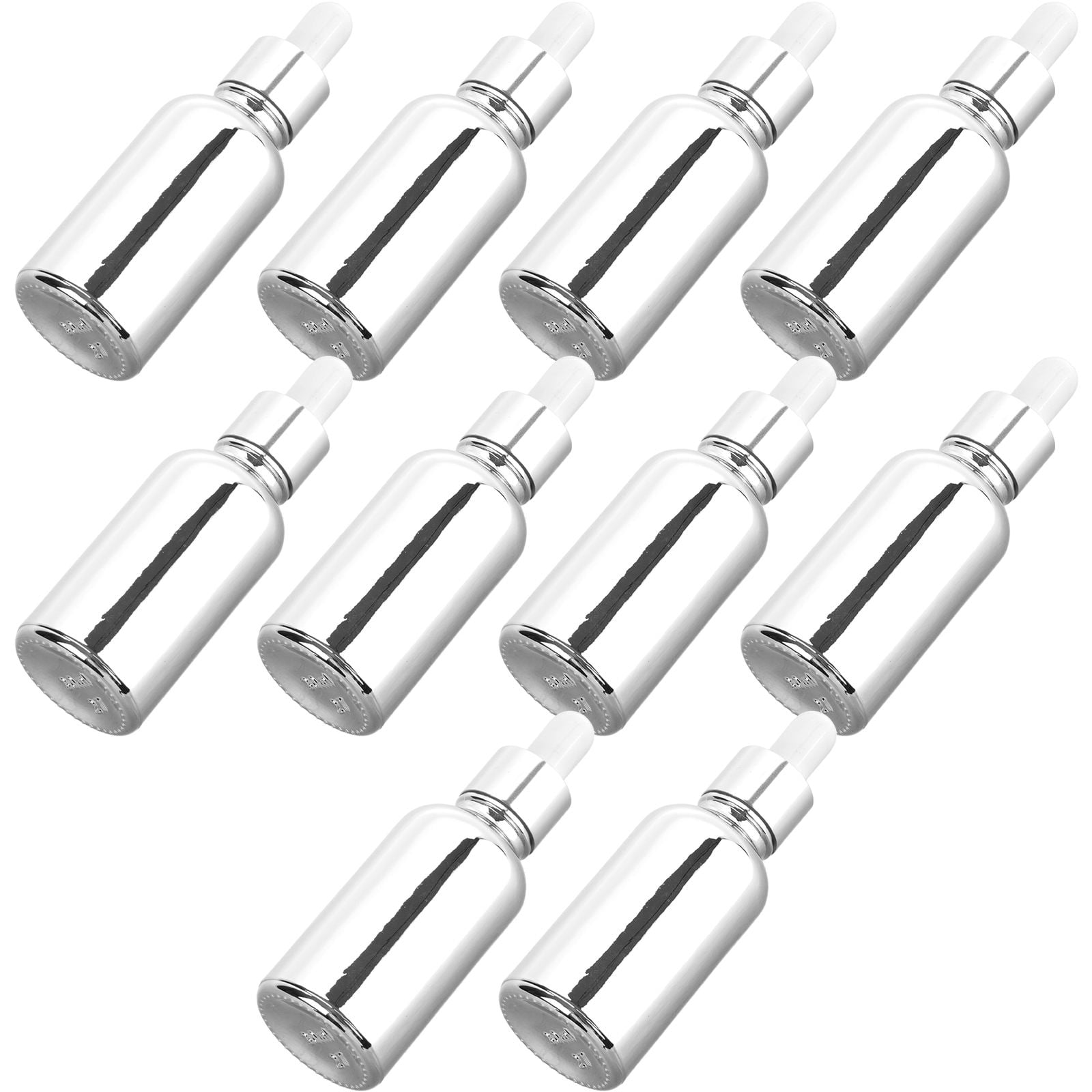FOMIYES 10Pcs Silver Plated Glass Oil Bottles with Precise Dropper for Kitchen Use