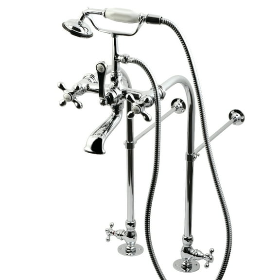Kingston Brass CC58T451MX Vintage Freestanding Clawfoot Tub Faucet Package with Supply Lines and Hand Shower, Polished Chrome