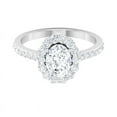 thumbnail image 4 of Spot Jewel 14K White Gold Plated Wedding Rings - Oval Cut 2 Ct Diamond Halo Rings - Engagement Wedding Prong Setting Ring for Women - Modern Anniversary Floral Halo Ring - Christmas Special Gift, 4 of 4
