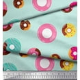 thumbnail image 1 of Soimoi Green Georgette Viscose Fabric Donuts Food Print Fabric by the Yard 42 Inch Wide, 1 of 3