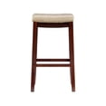 thumbnail image 3 of Linon Claridge Backless Wood Bar Stool, 32" Seat Height, Dark Brown Finish with Beige Fauz Leather Fabric, 3 of 16