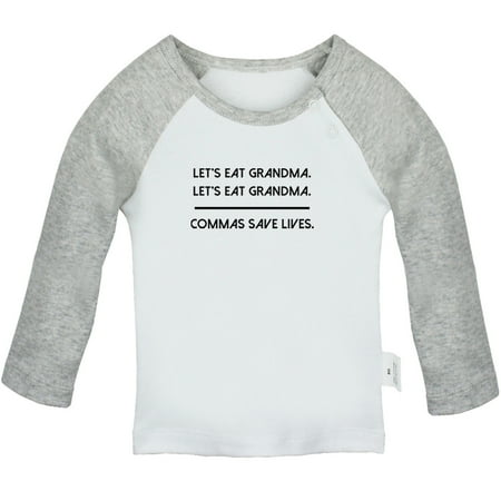 

Commas Save Lives Funny T shirt For Baby Newborn Babies T-shirts Infant Tops 0-24M Kids Graphic Tees Clothing (Long Gray Raglan T-shirt 18-24 Months)